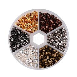 1 Box 6 Farben Antik Bronze & Rot Kupfer & Gold & Silber & Platin & Schwarzrohr Messing Crimpperlen&nbsp;KK-X0037-NR-B
