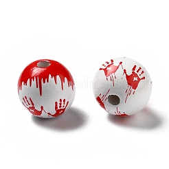 Perline di legno dipinte a spruzzo di halloween&nbsp;WOOD-C002-08