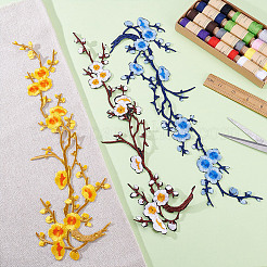 6 pz 3 colori ramo di prugna fiore poliestere ricamo cucito su accessori ornamentali&nbsp;PATC-HY0001-59