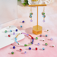144 stücke 6 farben handgemachte bösen blick runde perle&nbsp;LAMP-NB0001-76B
