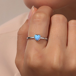 Hellhimmelblauer synthetischer Opal-Herz-Fingerring&nbsp;FM4105-1