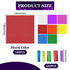 160 unidad de embalaje cuadrado de opp para envolver caramelos de 8 colores&nbsp;DIY-WH20055-017B