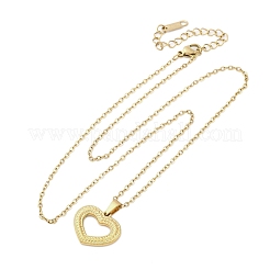 Collane con ciondolo a forma di cuore cavo in acciaio inossidabile 304&nbsp;NJEW-M096-13G