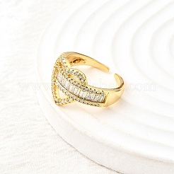 Bagues de manchette en laiton micro pavé de zircone cubique pour femmes&nbsp;RJEW-F184-03G