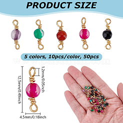 50 Stück 5 Farben gefärbter natürlicher Achat facettiert runder Verbinder Charms&nbsp;KK-UN0005-46
