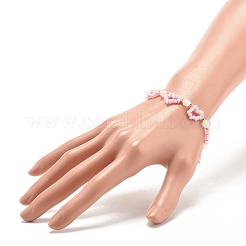 Bracciale con semi di vetro e agata naturale con chiusura magnetica in ottone&nbsp;BJEW-JB07803-02