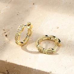 Boucles d'oreilles créoles ovales en laiton avec micro pavé de zircons cubiques transparents&nbsp;EJEW-D311-029G
