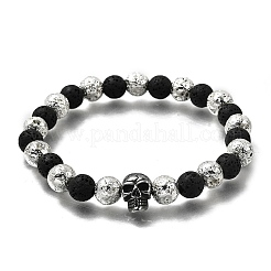 Halloween gefärbte und galvanisierte Armbänder aus natürlichem Lavastein&nbsp;BJEW-JB12332-01