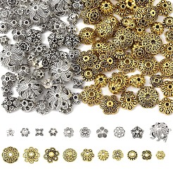100 Stück 10 Stile tibetischen Stil Legierung Blume Perlenkappen&nbsp;TIBE-YW0001-84