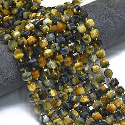 Gefärbte natürliche gelbe und blaue Tigerauge-Perlenstränge&nbsp;G-K389-A26-01