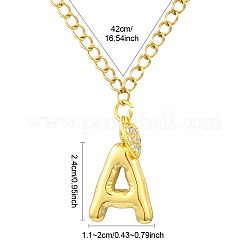 Collar de cadena de eslabones con colgante de corazón y letra de circonita cúbica transparente de acero inoxidable 304 para mujer&nbsp;NJEW-FS00012-27I