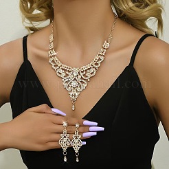 Orecchini pendenti con strass in lega di zinco e set di collane bavaglino per donna&nbsp;FS-WGB2FE8-01