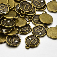 Antike Bronze überzogene Legierung Rhinestone-Charme&nbsp;ALRI-J153-00-NF