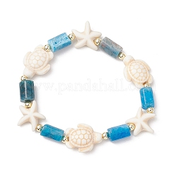 4 pulsera elástica de cuentas de turquesa sintética&nbsp;BJEW-JB11995