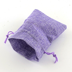 Sacs en polyester imitation toile de jute sacs à cordon&nbsp;X-ABAG-R004-14x10cm-08