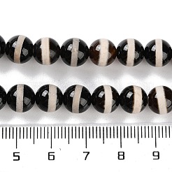 Natürliche tibetische Streifenmuster Dzi Achat Perlen Stränge&nbsp;G-B084-A04-02