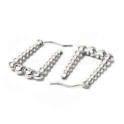 Boucles d'oreilles créoles rectangulaires en acier inoxydable 304 résistant au ternissement avec cœur pour femmes&nbsp;STAS-B034-12P