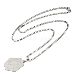 Colliers à pendentif hexagonaux amérindiens en acier inoxydable 201&nbsp;NJEW-K283-02P