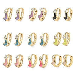 Pendientes de aro de latón con micro circonitas y cubic zirconia transparente&nbsp;EJEW-A132-12G