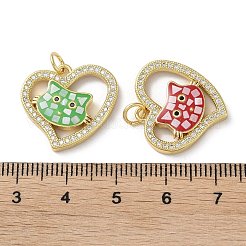 Pendenti in ottone con micro pavé di zirconi trasparenti per San Valentino&nbsp;KK-C045-16G