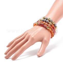 Set di braccialetti elasticizzati con perline di agata naturale mista in stile 4 pz 4&nbsp;BJEW-JB08780