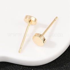 Orecchini a bottone tondi piatti in ottone da donna&nbsp;EJEW-G441-06E-G