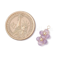 4 stücke 4 arten natürliche amethyst & achat & aventurin & lapis lazuli facettierte runde perlen blume anhänger&nbsp;PALLOY-TA00256
