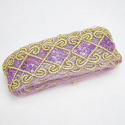 10 Yards Polyester-Spitzenband mit Pailletten&nbsp;OCOR-WH0090-050B