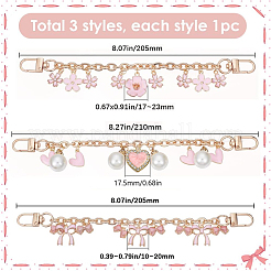 3 pièce 3 styles nœud papillon cœur rose alliage de zinc émail gland chaîne de câble chaînes de sac à main&nbsp;FIND-BBC0004-56