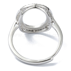 Verstellbare 925 Sterling Silber offene Lünettenring-Einstellungen&nbsp;STER-K179-15P