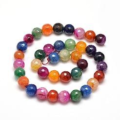 Chapelets de perles rondes à facettes en agate naturelle teintée&nbsp;G-E268-34