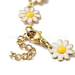 Ionenplattierung (IP) Emaille Blumengliederkette Armband&nbsp;BJEW-C023-03G
