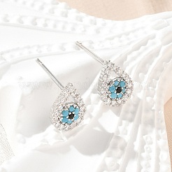 Latón micro pave aretes de circonita cúbica transparente&nbsp;EJEW-A128-02P