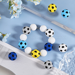 10 pz 5 colori perline focali in silicone ecologico per uso alimentare a forma di pallone da calcio&nbsp;SIL-GO0001-19