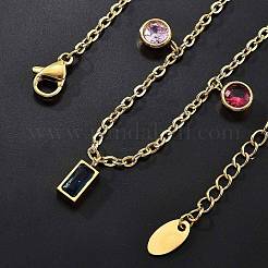 Ionenplattierung (IP) 304 Edelstahl bunte Zirkonia Charm Fußkettchen für Frauen&nbsp;STAS-P379-01G