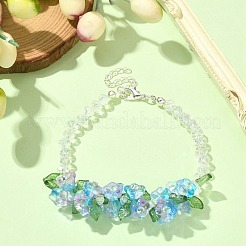 Bracelet à maillons en perles de verre avec fermoirs en alliage pour femmes&nbsp;BJEW-TA00310-01