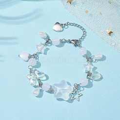 Bracciale con ciondolo a forma di stella in lega e cuore acrilico&nbsp;BJEW-JB09688