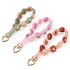 3 pendentif décoratif en forme de fleur tressée en coton&nbsp;AJEW-TA0002-72D