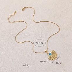 Colliers pour femmes en acier inoxydable chirurgical 316 avec pendentif tournesol en turquoise synthétique&nbsp;EA3001