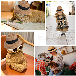 Stroh- und Polyesterhut für Puppen&nbsp;DOLL-WH0001-17B