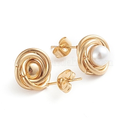 Pendientes de botón de acero inoxidable 304&nbsp;EJEW-F246-02G