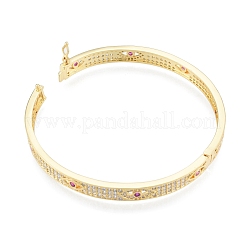 Bracelet jonc à charnière œil de cheval en zircone cubique&nbsp;BJEW-G651-07G-04