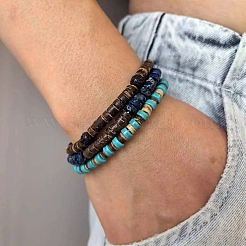 Set di bracciali elastici in turchese sintetico&nbsp;PW-WG7E5E9-01