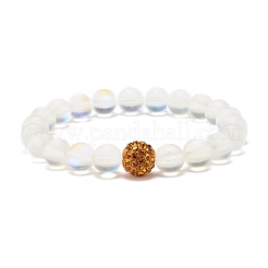 Bracelet extensible perles rondes en pierre de lune synthétique&nbsp;BJEW-JB07482