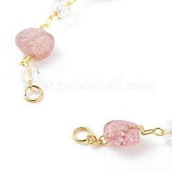 Nuggets natürliche Erdbeerquarzperlenarmbandherstellung&nbsp;AJEW-JB00953-03