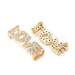 Messing-Mikropavé-Anhänger mit klarem Zirkonia-Schriftzug „Liebesverbindungen“&nbsp;KK-K002-32H-G