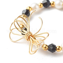 Imitar anillos de dedo con cuentas de vidrio bicono de vidrio austriaco&nbsp;X1-RJEW-TA00003-05