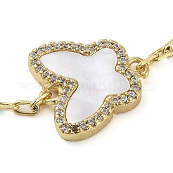 Bracelets en laiton à maillons en zircone cubique transparent&nbsp;BJEW-Q336-01A-G