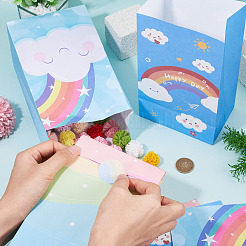 12 Stück 4 Stile Geschenktüten aus Kraftpapier mit Regenbogendruck&nbsp;AJEW-TA0003-38