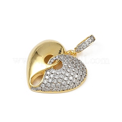 Colgantes de corazón de circonita cúbica transparente con micropavé de latón&nbsp;KK-S528-16G